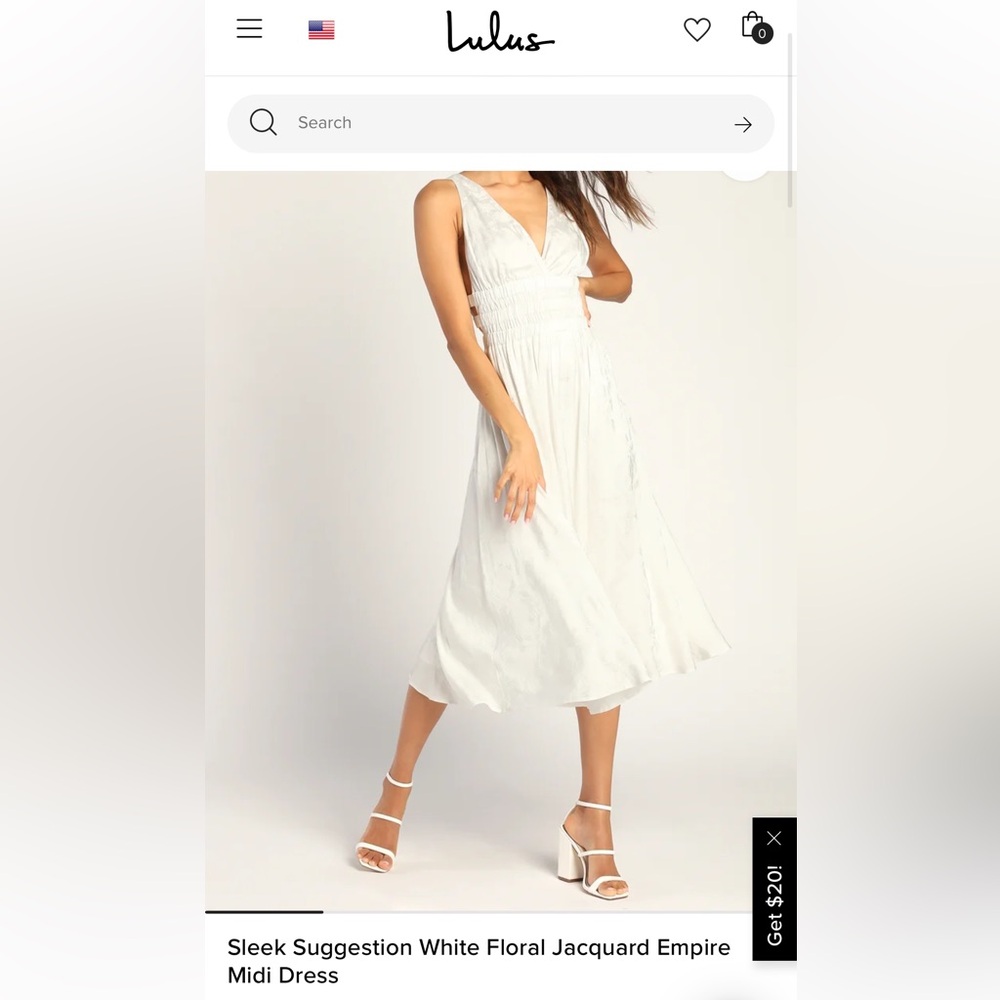 White Floral Jacquard Empire Midi Dress